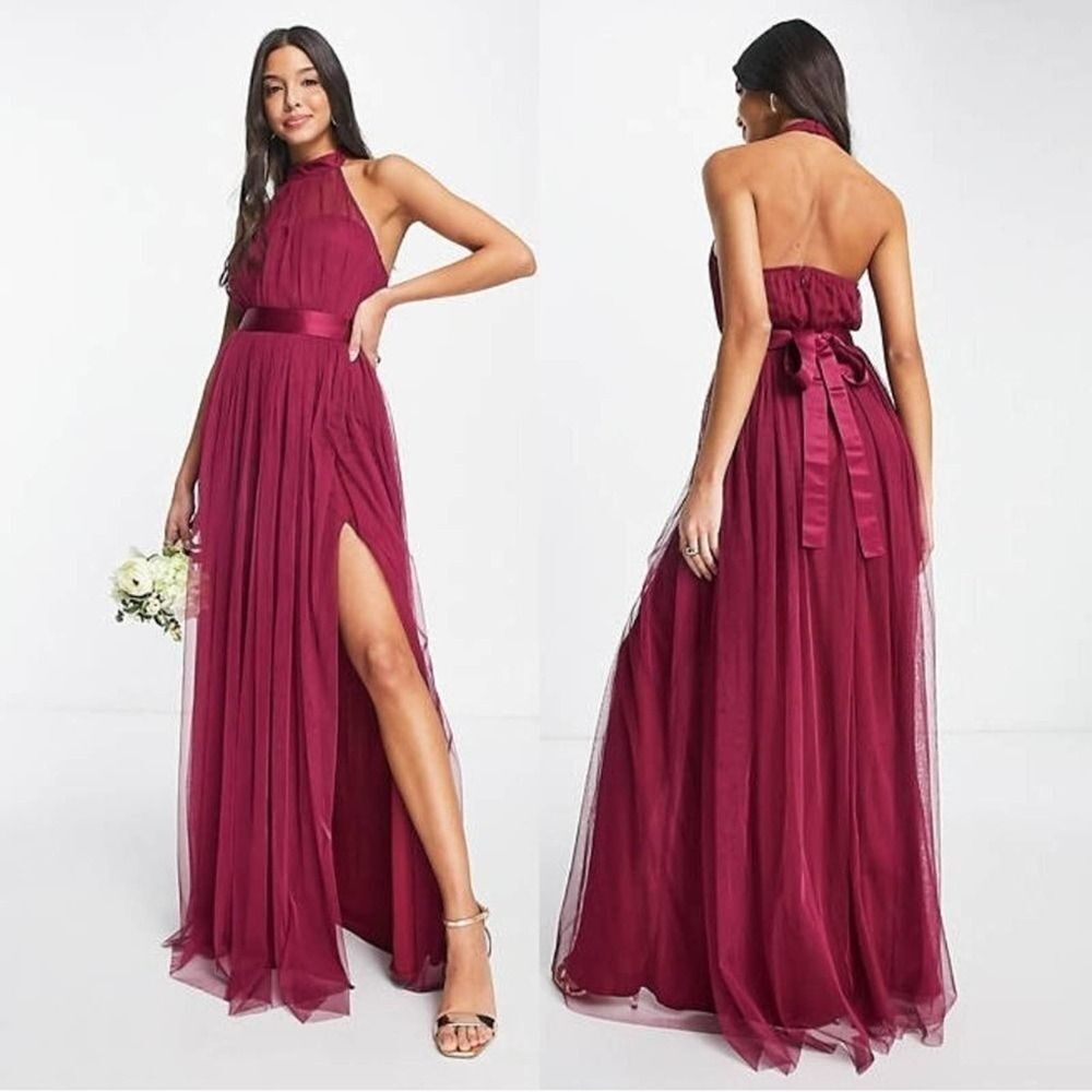 Anaya Women's Halter High Neck  Red Dress NEW